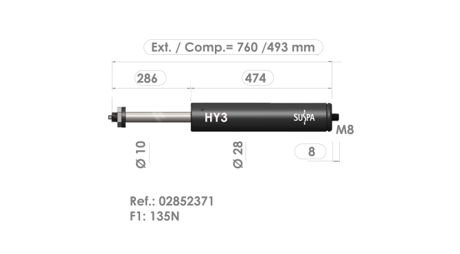 Resorte de gas con bloqueo 02852371 · Recambios Industriales