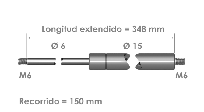 Resorte de gas inoxidable · Fuerza: 50 - 400 N Resorte de gas inoxidable · Fuerza: 50 - 400 N