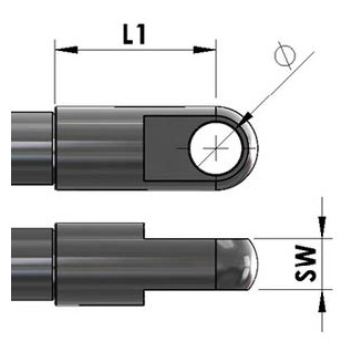 Terminal ojal inox Ø 6mm para M6 L16 h6 mm