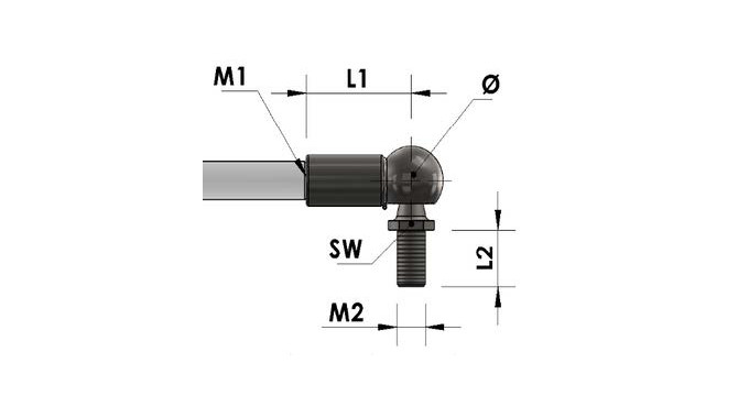 Terminal ojal M8 · Resortes de Gas Inox