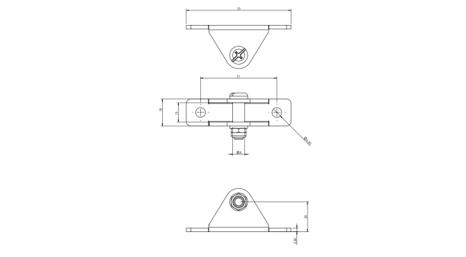 Soporte con eje Ø8mm · Resortes de Gas Inox