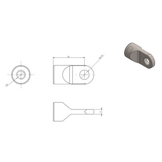 Terminal ojal inox Ø 6mm para M6 L20 h3 mm