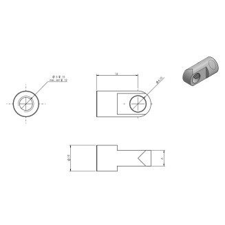 Terminal ojal inox Ø 6mm para M6 L16 h6 mm