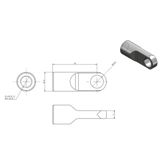 Terminal ojal inox M8 L28mm Ø8mm