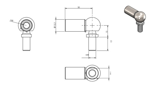 Terminal ojal M8 · Resortes de Gas Inox