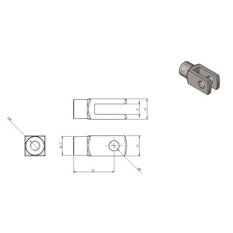 Terminal horquilla inox M8 L32mm