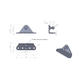Escuadra de bola 10 mm modelo B1