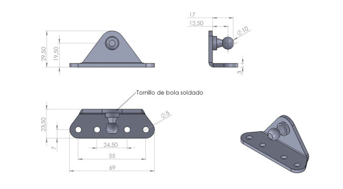 Escuadra de bola 10 mm modelo B1