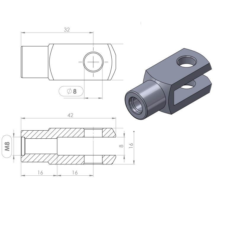 Terminal horquilla 8 mm (M8) · Resortes Gas