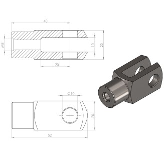 Terminal horquilla 10 mm (M8) · Resorte Gas