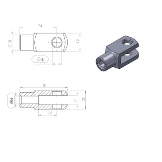 Terminal horquilla 6 mm (M6) · Resorte Gas