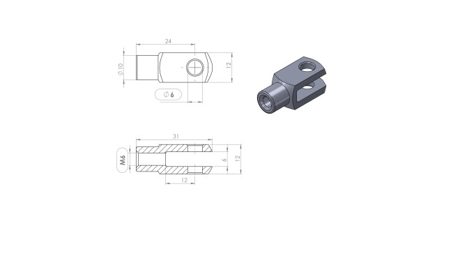 Terminal horquilla 6 mm (M6) · Resorte Gas